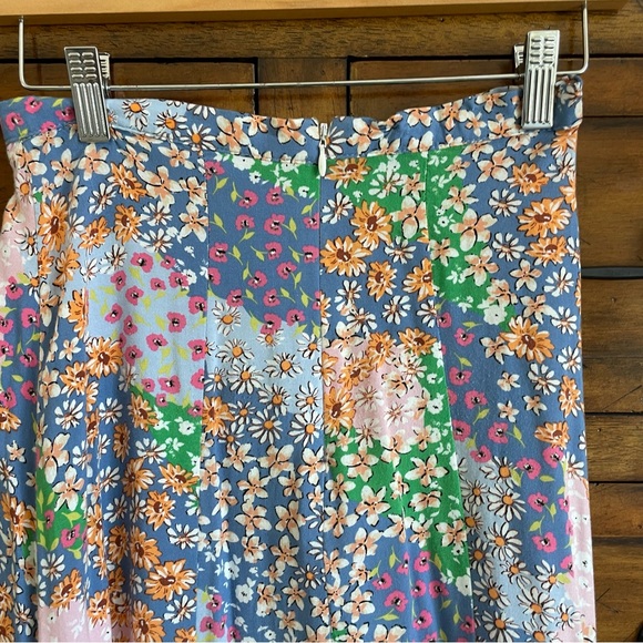 TOPSHOP Austin Patchwork Floral Slit Midi Skirt Size 2 - Picture 7 of 12